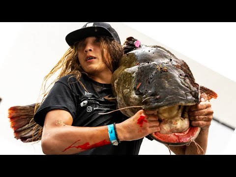 14 year old Catches Record Catfish for Okie Noodling Tournament!! State #7 | Oklahoma
