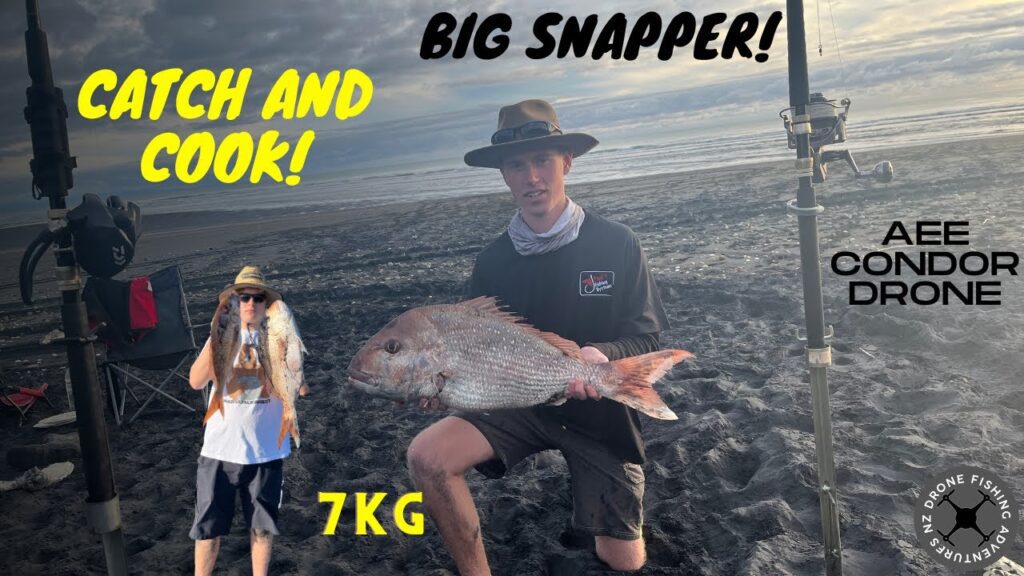 Drone Fishing Big Snapper Catch and Cook NZ