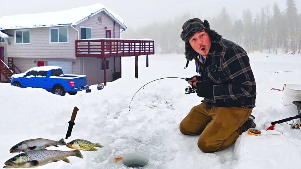 I bought a MOUNTAIN FISHING FARM! Ice Fishing for TROUT (Catch  Cook)