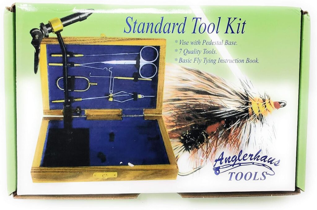 Colorado Anglers Z797 Wooden Fly Tying Standard Tool Kit, Fly Fishing Vise, Bobbin, Threader, Bodkin, Dubbing Twister, Hackle Pliers, Scissors, Whip Finisher