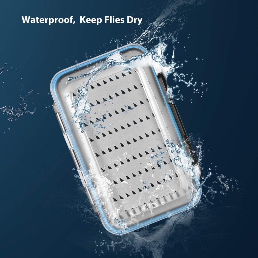Gonex Fly Boxes for Fly Fishing Two-Sided Waterproof Lightweight Fly Fishing Box Easy Grip Transparent Lid Fly Fishing Lures Box Sizes A+B+C