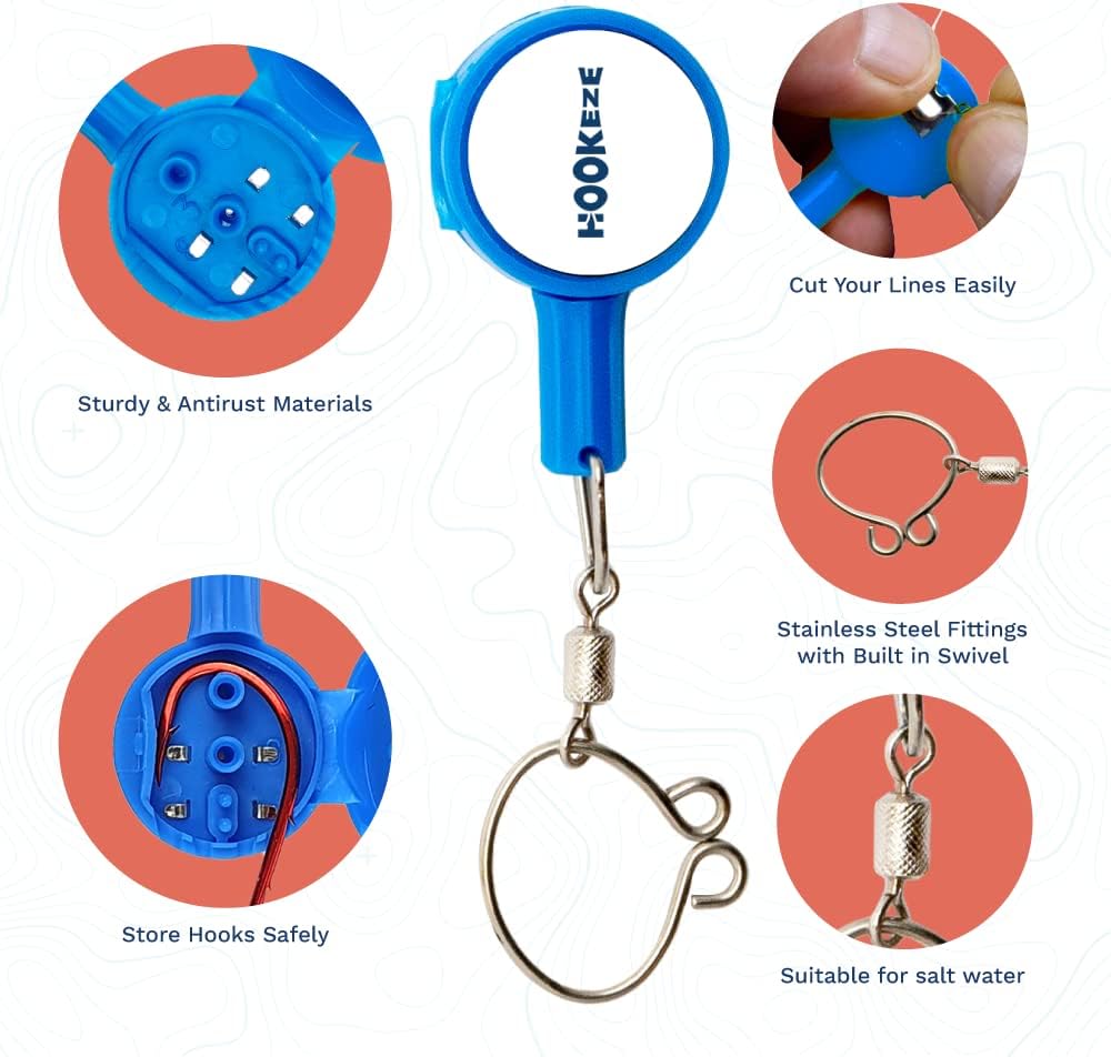 HOOK-EZE Fishing Knot Tying Tool | Protect from Fish Hooks | Tie Fishing Knots Easily | Cool Gadgets for Fishermen | Ice Fly Fishing | Fishing Accessories for Beginner Anglers | Nail Knot Tool