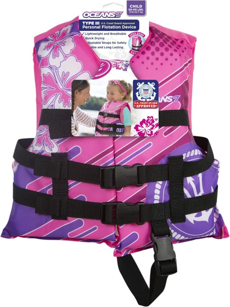 Oceans 7 US Coast Guard Approved, Infant-Child-Youth Life Jacket Vest – Sizes for 8-90 lbs. – Type III Vest, PFD, Personal Flotation Device