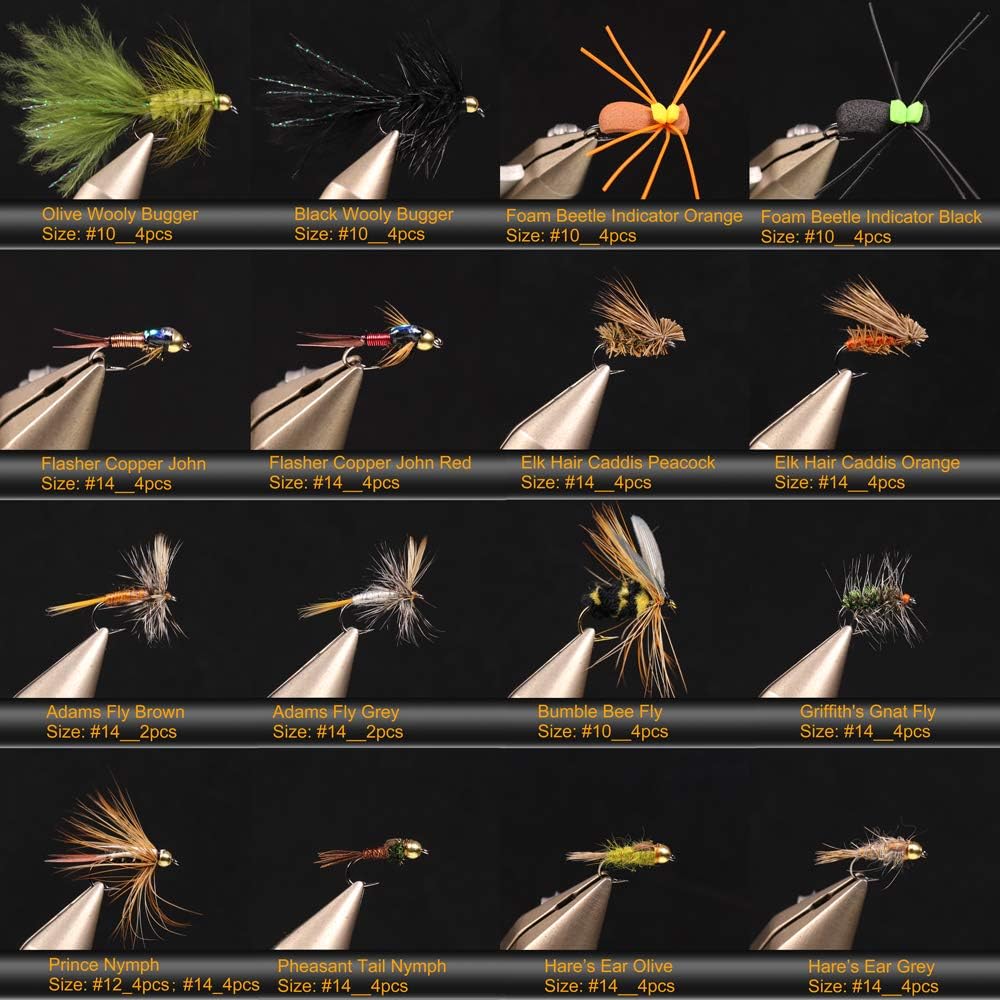 Wifreo Fly Fishing Flies Assortment,Flyfishing Flies Trout,Fly Fishing Gear with Waterproof Fly Box,Fly Fishing Gifts,Fly Fishing Lures,Fly Fishing Accessories